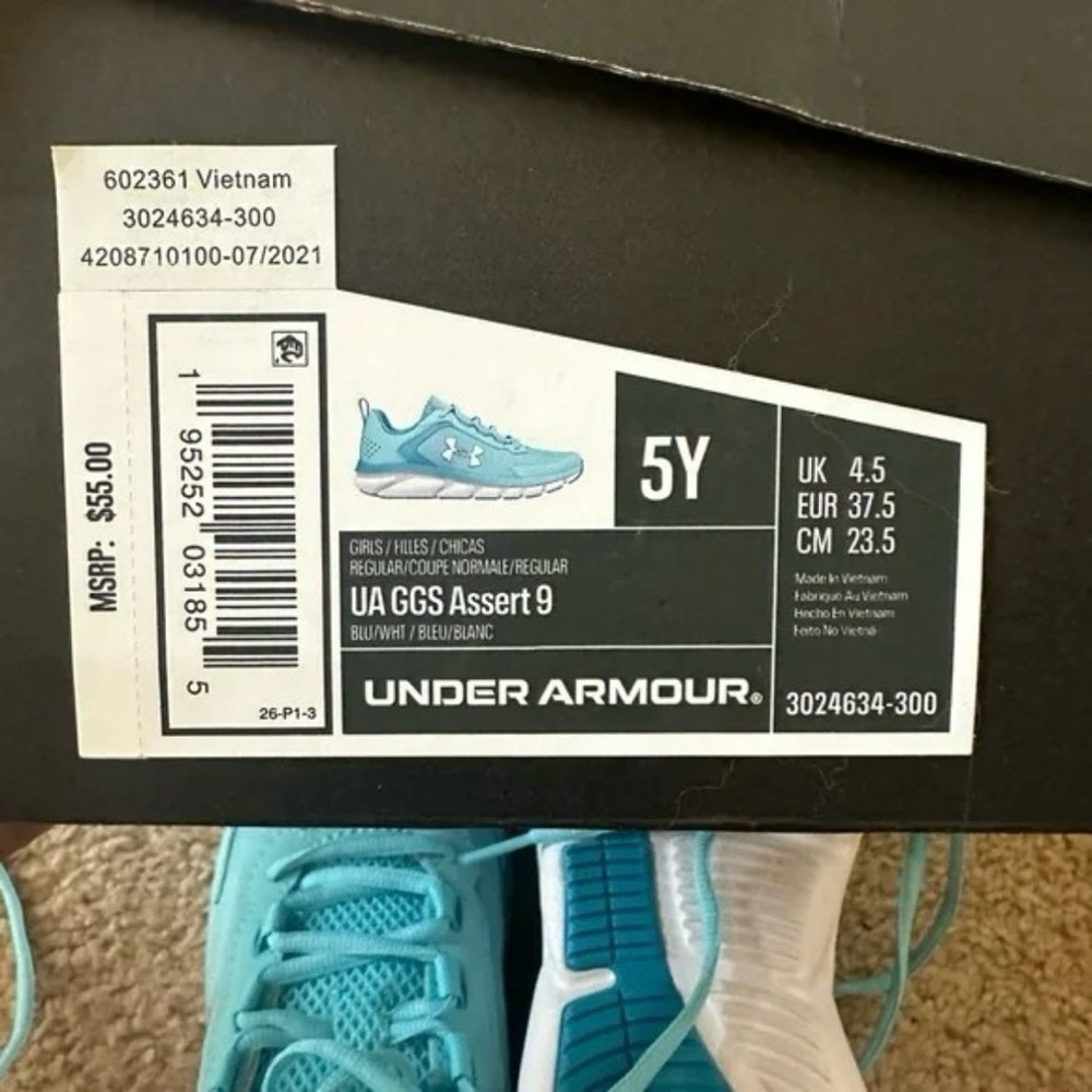 Under Armour Kid’s Girls Sneakers Size‎ 5 NWTO UA GGS Assert - Picture 4 of 5